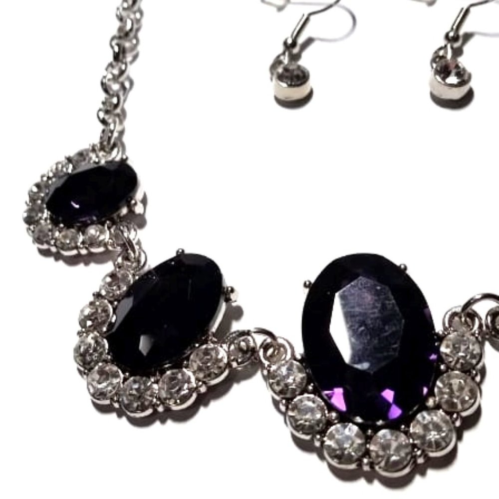 Purple Rhinestone Jewelry Set